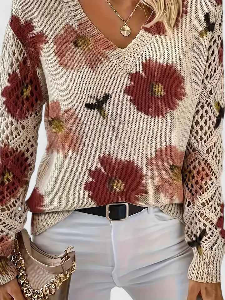 Alma | Elegant Trøje Med Blomsterdesign 