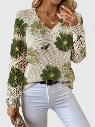 Alma | Elegant Trøje Med Blomsterdesign 
