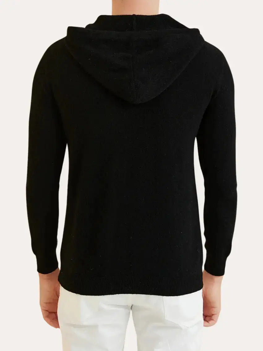 Cashmere Strikvest med Lynlås - Sort
