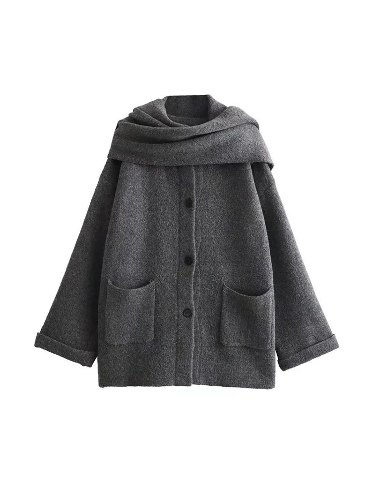 Abigail | Strikket Cardigan med Tørklæde