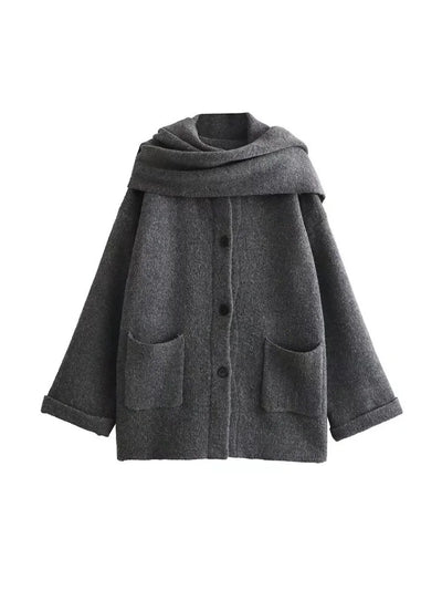 Abigail | Strikket Cardigan med Tørklæde