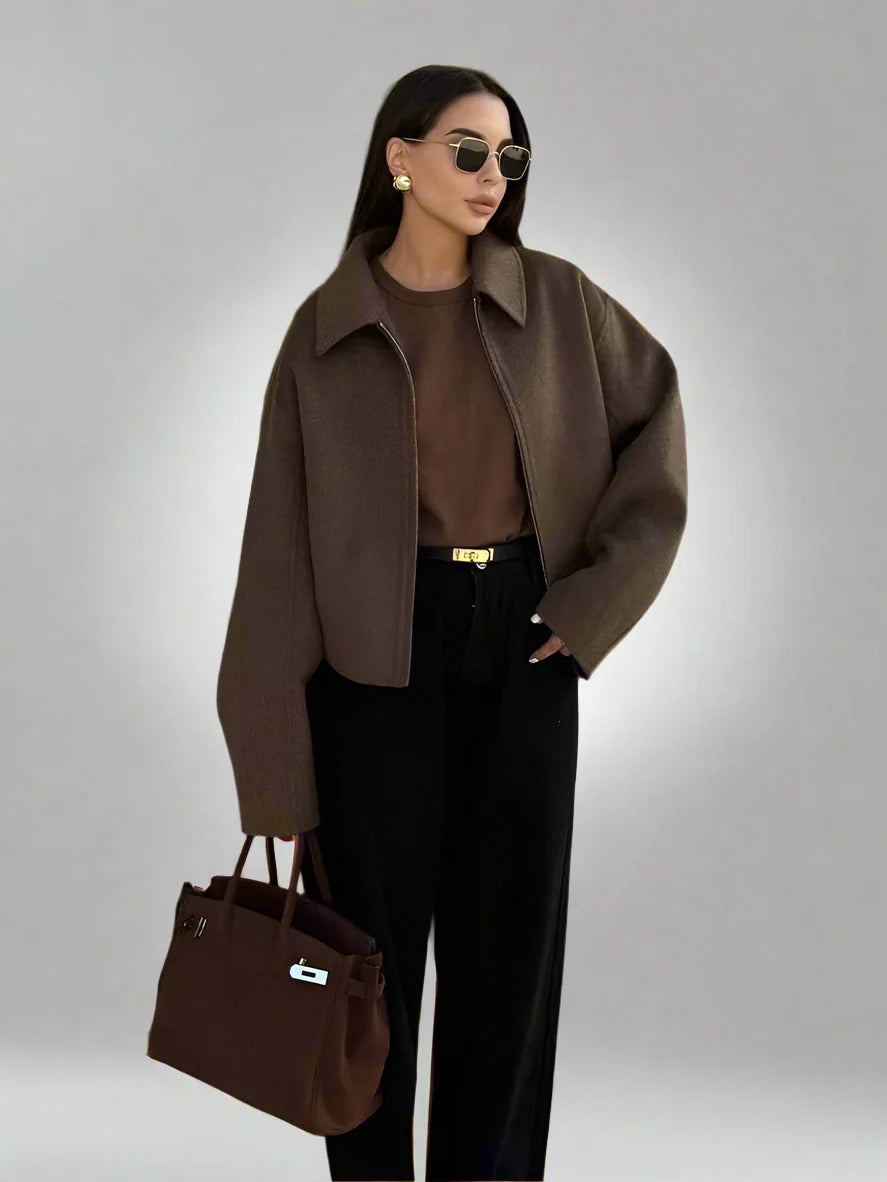 Margaret | Elegant Brun Uldjakke 