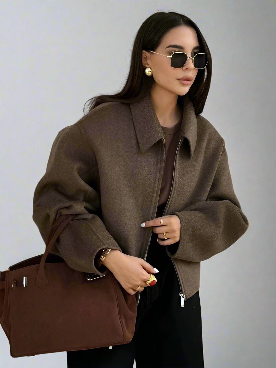 Margaret | Elegant Brun Uldjakke 