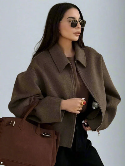 Margaret | Elegant Brun Uldjakke 