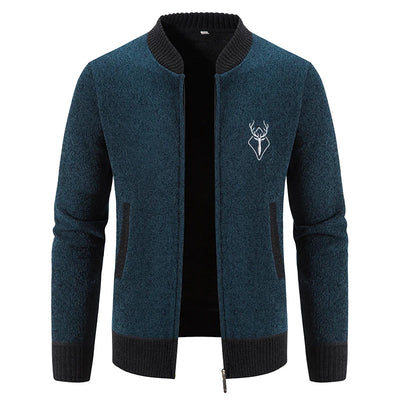 august | Strikket Herrecardigan med Hjortemotiv