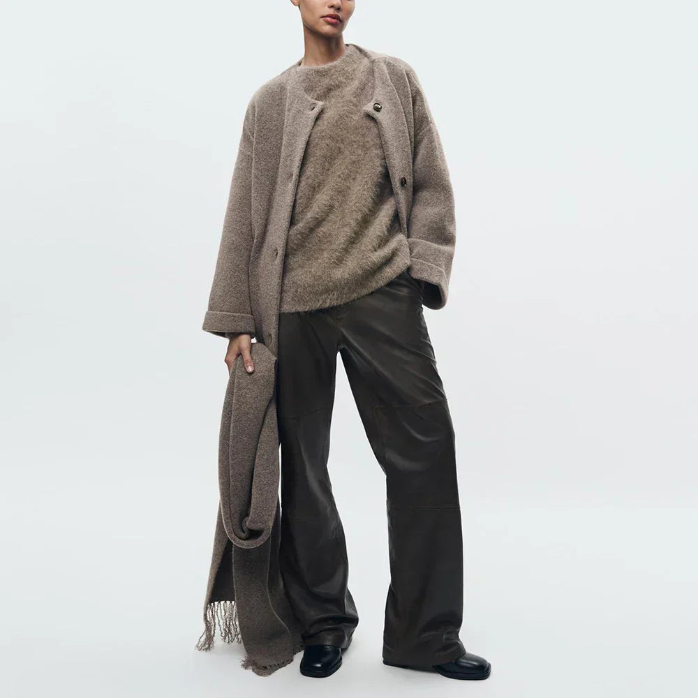 Abigail | Strikket Cardigan med Tørklæde