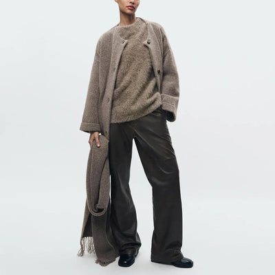 Abigail | Strikket Cardigan med Tørklæde