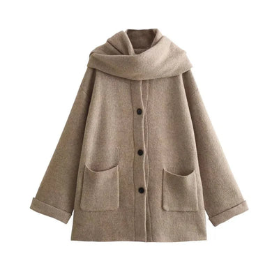 Abigail | Strikket Cardigan med Tørklæde