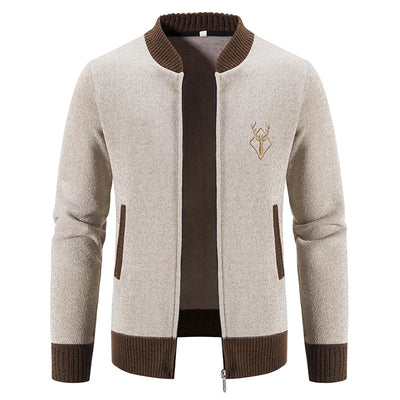 august | Strikket Herrecardigan med Hjortemotiv