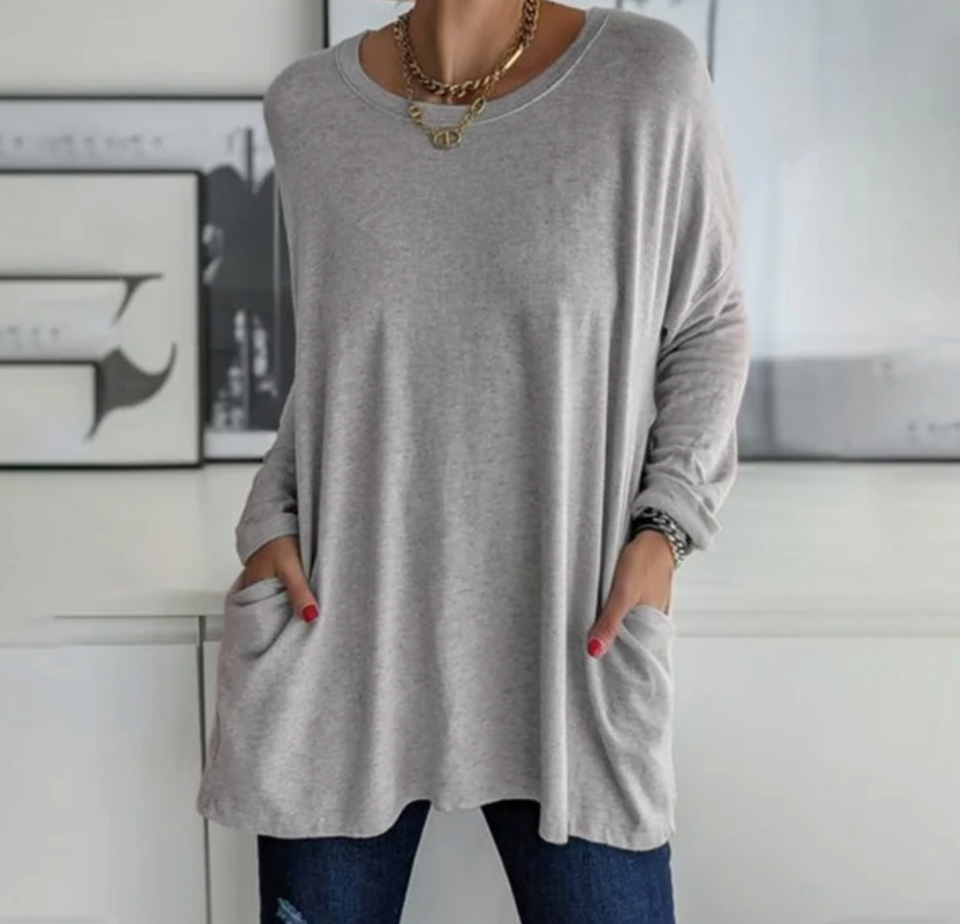 Ava™ | Casual Oversized Tunika Top med lommer