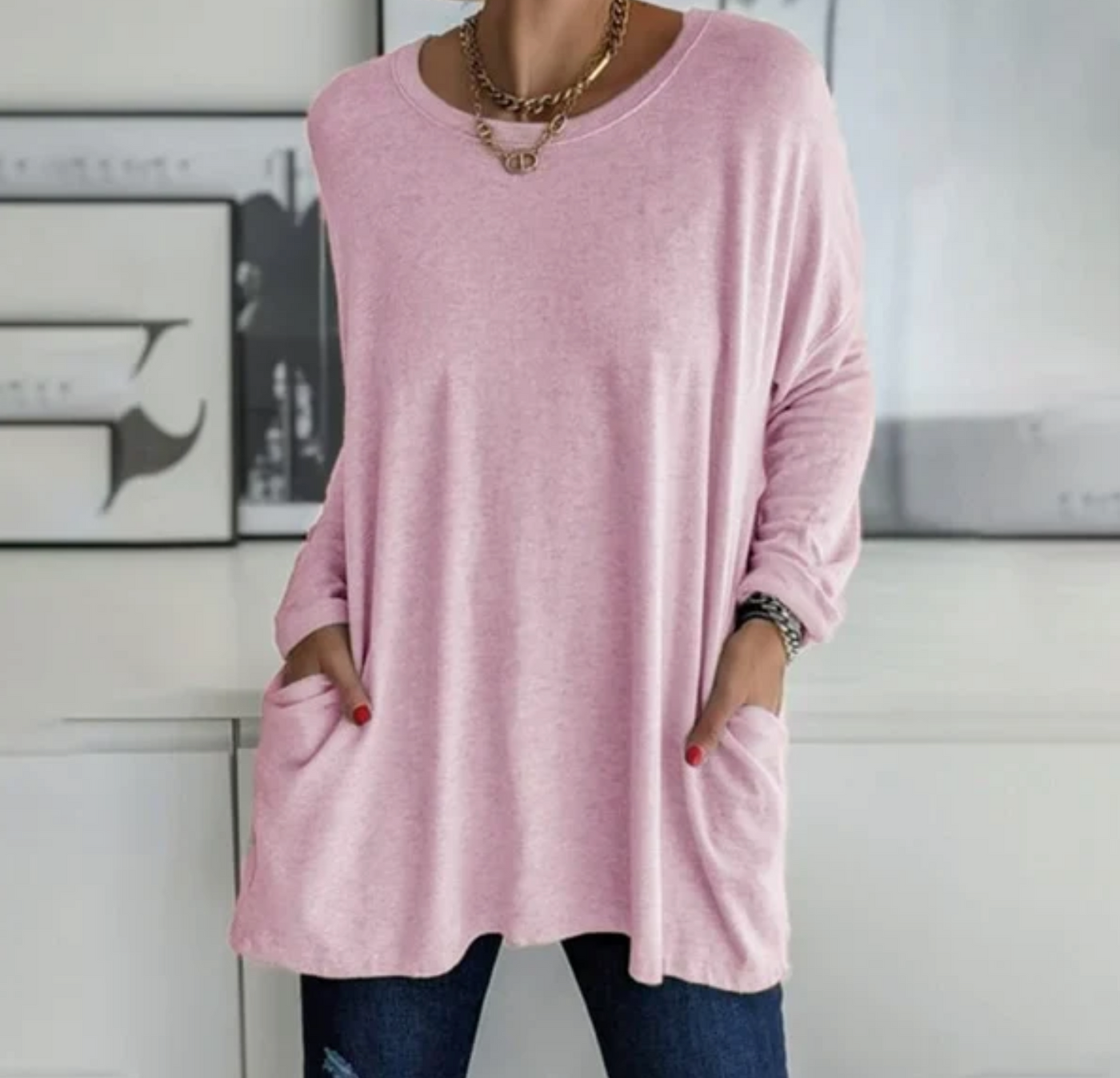 Ava™ | Casual Oversized Tunika Top med lommer