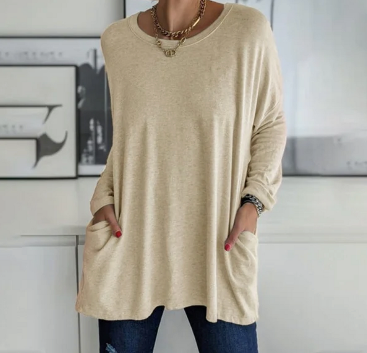 Ava™ | Casual Oversized Tunika Top med lommer
