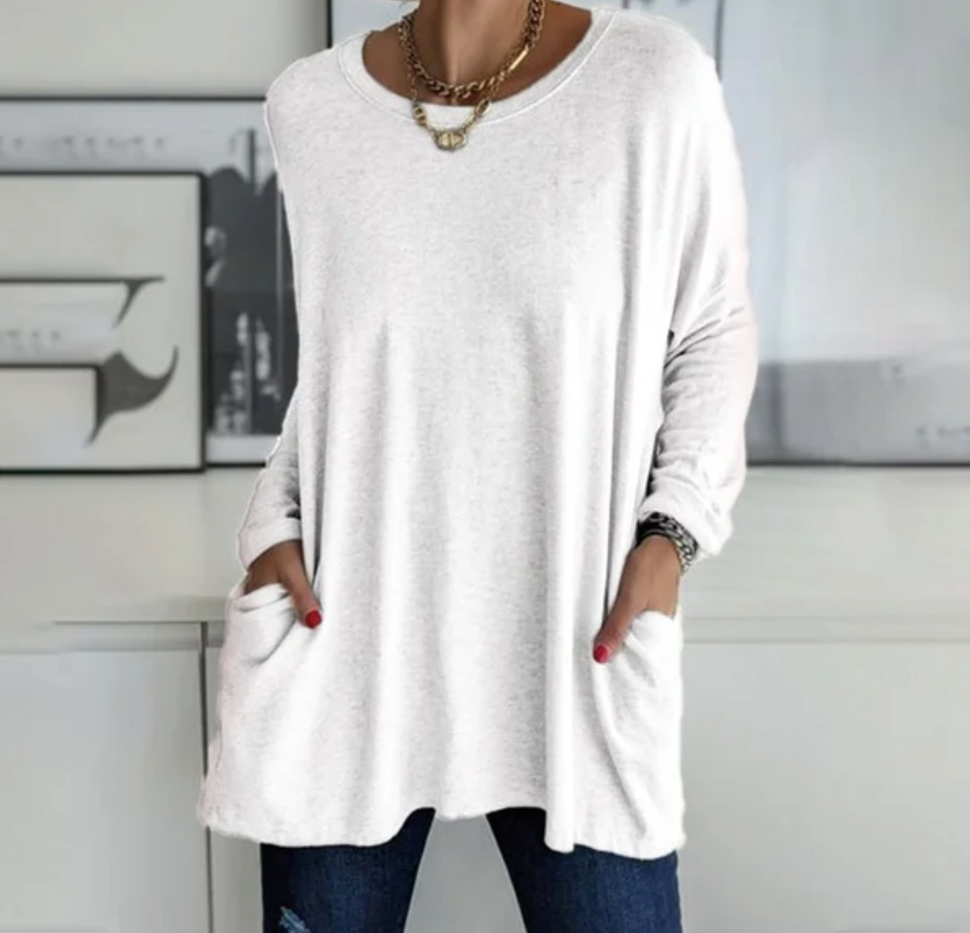 Ava™ | Casual Oversized Tunika Top med lommer