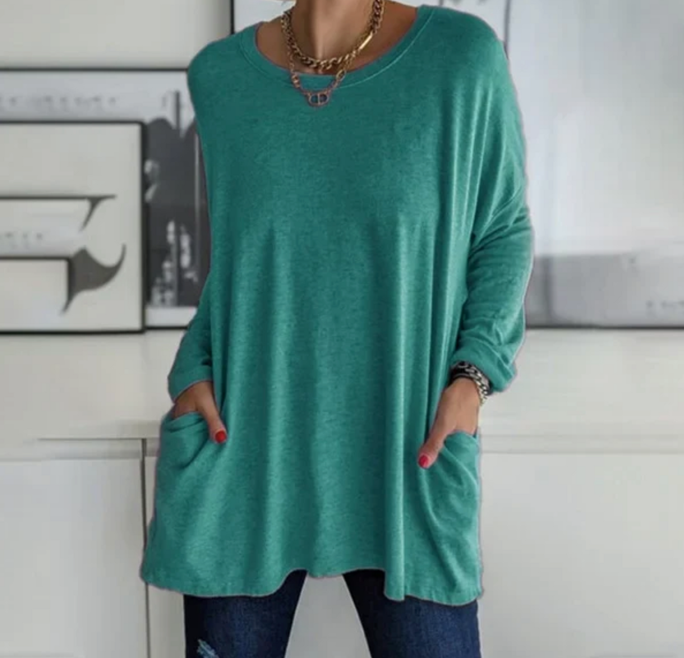 Ava™ | Casual Oversized Tunika Top med lommer