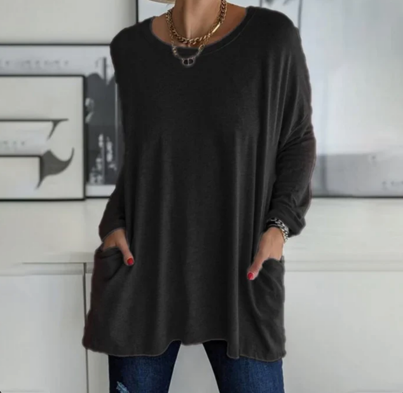 Ava™ | Casual Oversized Tunika Top med lommer