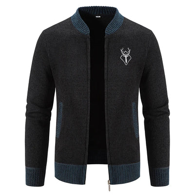 august | Strikket Herrecardigan med Hjortemotiv