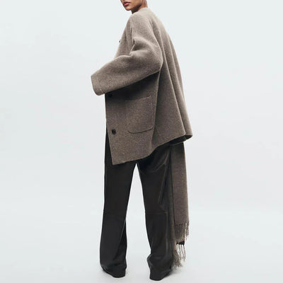 Abigail | Strikket Cardigan med Tørklæde
