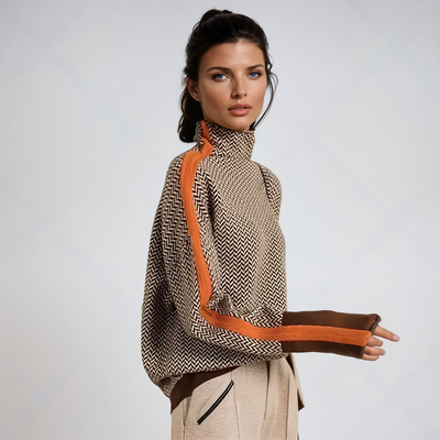 Sønder København | Vera™ | Sweater med høj krave og kontrasterende striber
