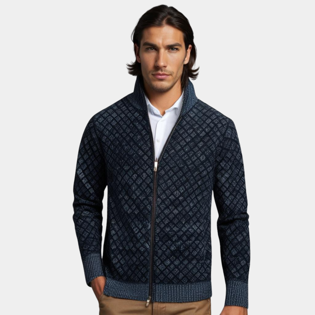 Premium cardigan med lynlås 
