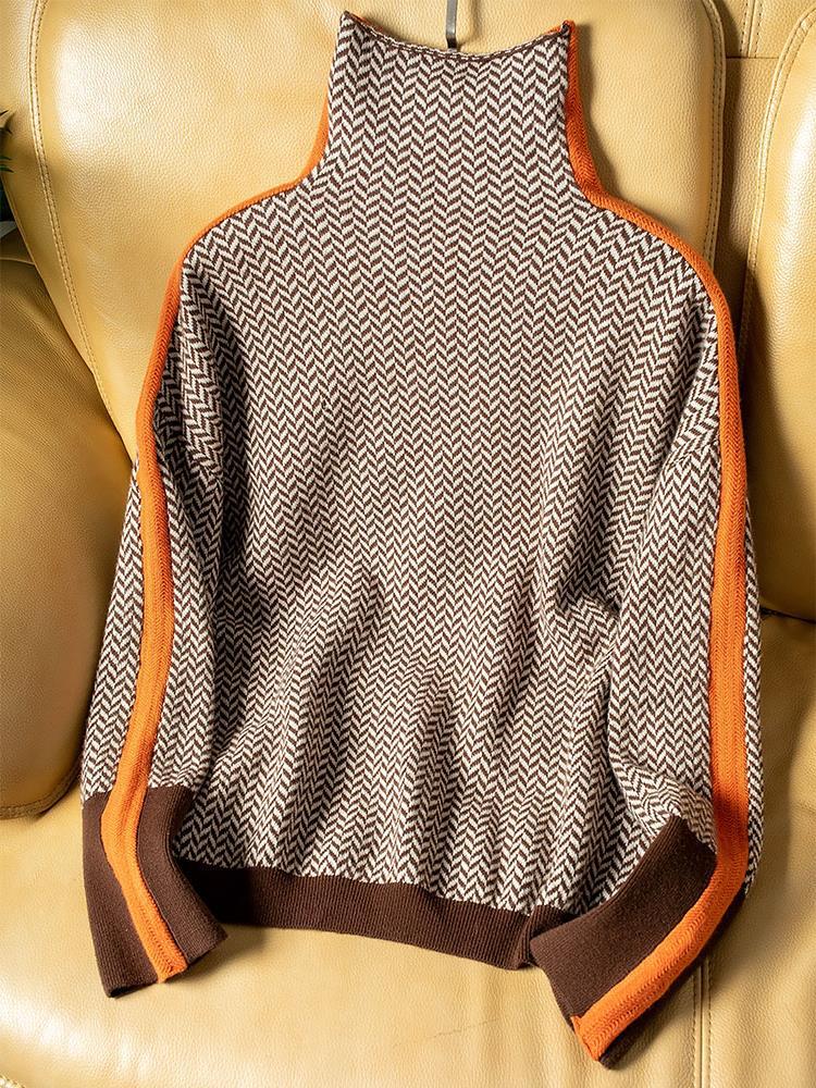 Sønder København | Vera™ | Sweater med høj krave og kontrasterende striber
