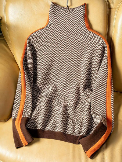 Sønder København | Vera™ | Sweater med høj krave og kontrasterende striber