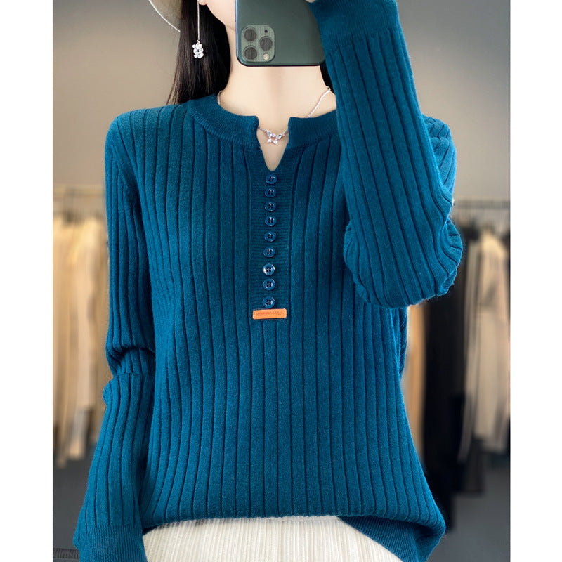 Rene ™ | Strikket pullover med V-hals 