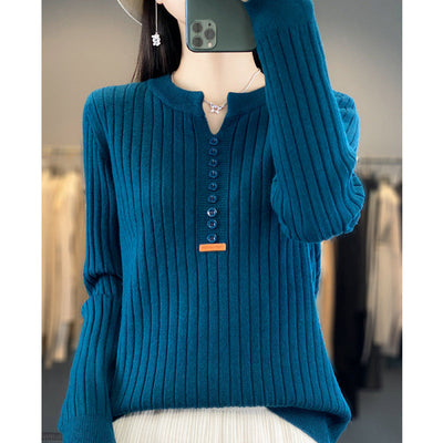 Rene ™ | Strikket pullover med V-hals 