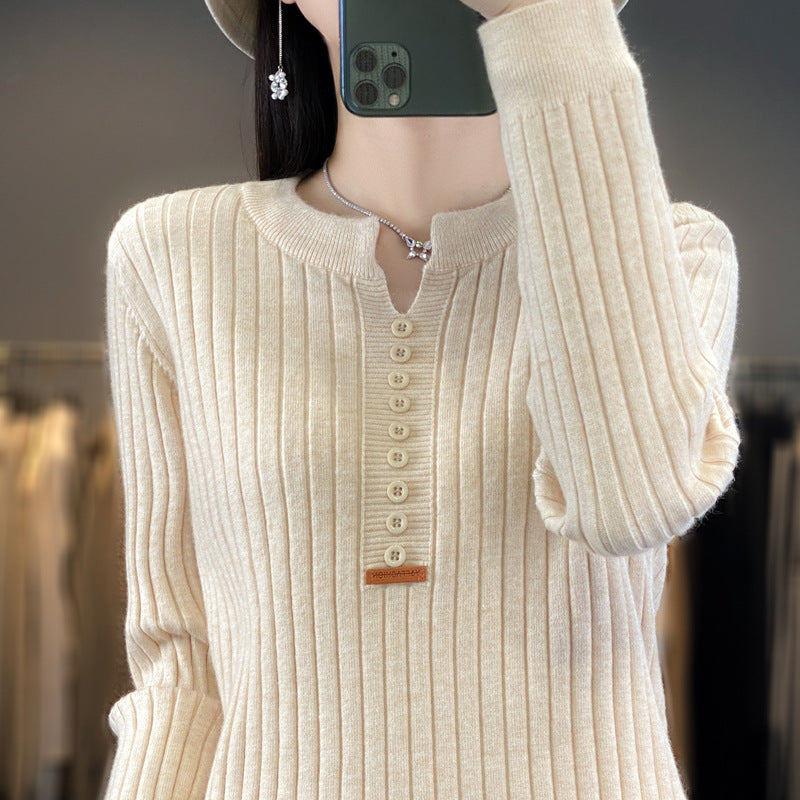 Rene ™ | Strikket pullover med V-hals 