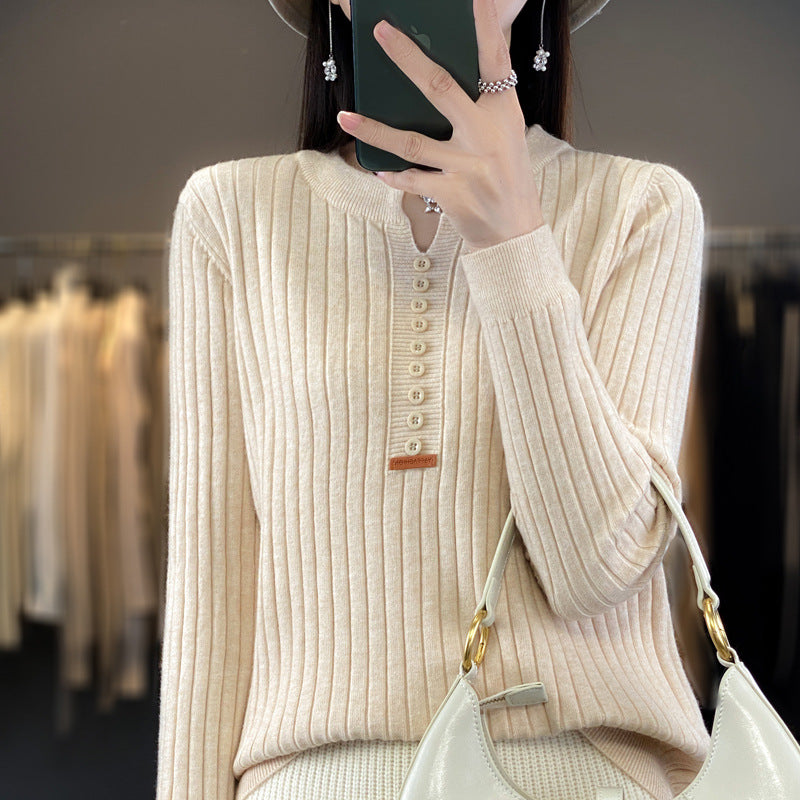 Rene ™ | Strikket pullover med V-hals 