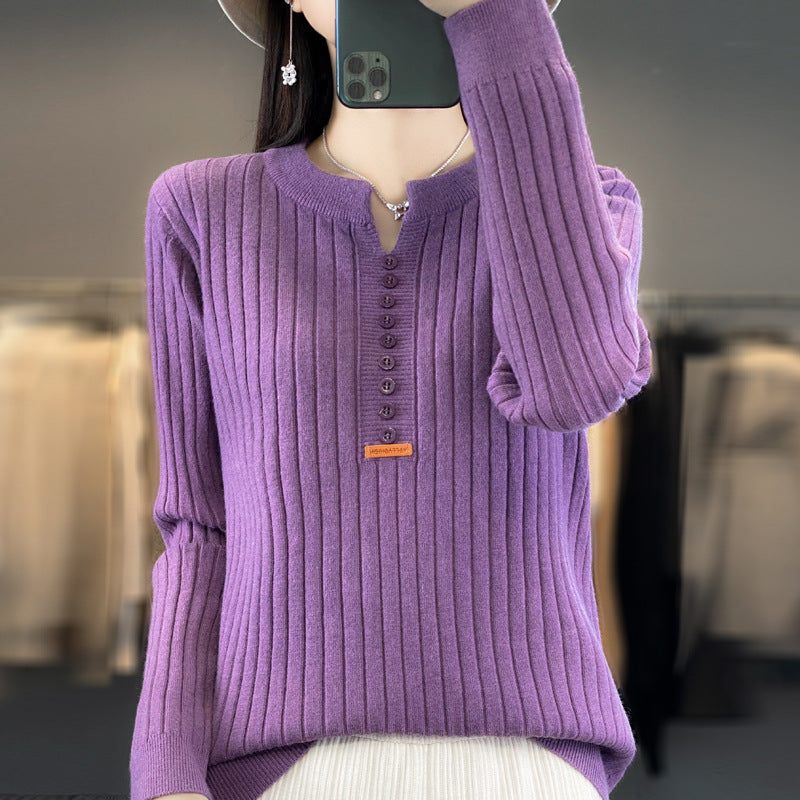 Rene ™ | Strikket pullover med V-hals 