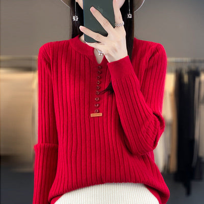 Rene ™ | Strikket pullover med V-hals 
