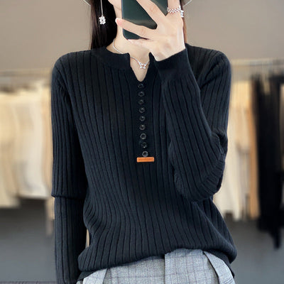 Rene ™ | Strikket pullover med V-hals 